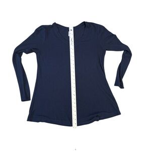 NIC+ZOE Blue Fitted Button Down Long Sleeve Top